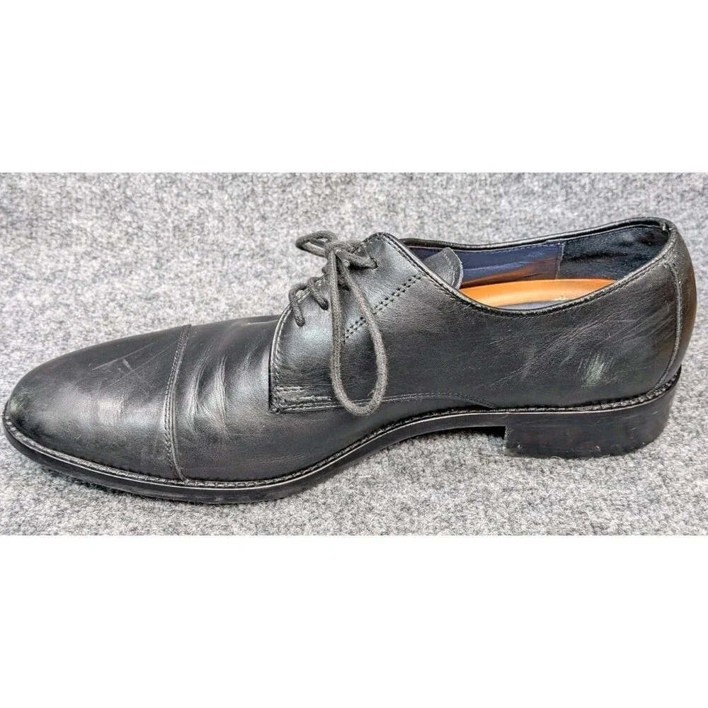 Cole Haan Men's 10.5M Black Cap Toe Oxford Dress Shoes Leather Lace Up Grand OS